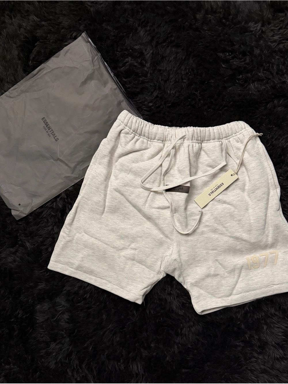 Essentials Men’s Light Gray Athletic Shorts with 1977 Detail